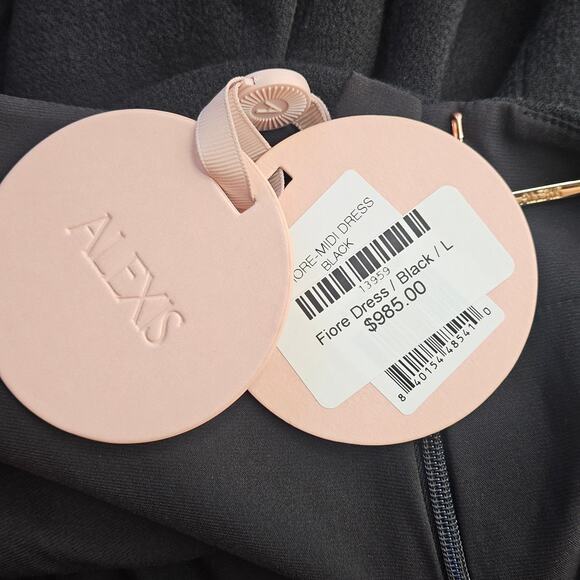 NWT Alexis Fiore Dress‎ in Black Midi A-Line Wool Size Large - Picture 14 of 16